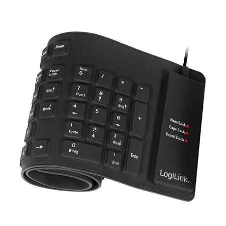 LogiLink Tastatur Flexibel Wasserfest USB PS/2 QWERTZ-Layout schwarz