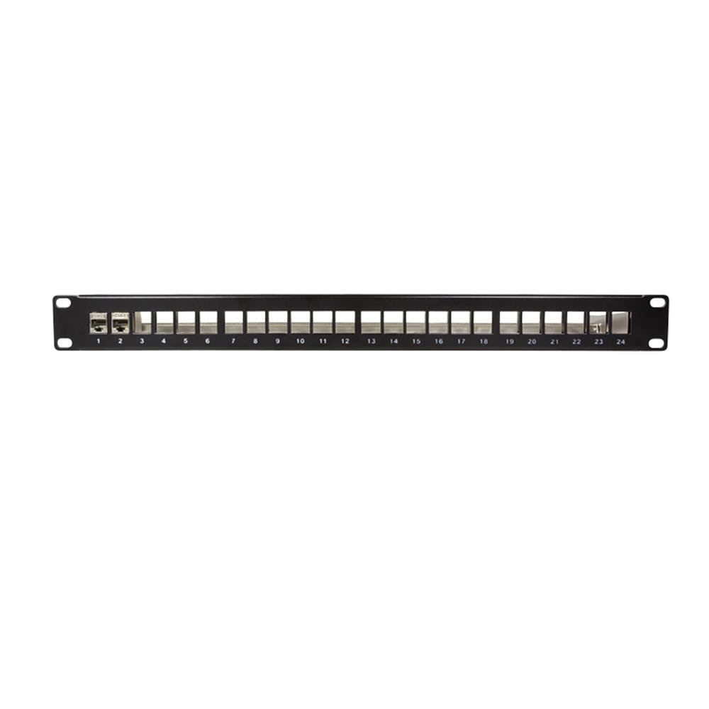 LogiLink Keystone Patchpanel für 24 Keystone Buchsen, 1 HE, unbestückt, schwarz