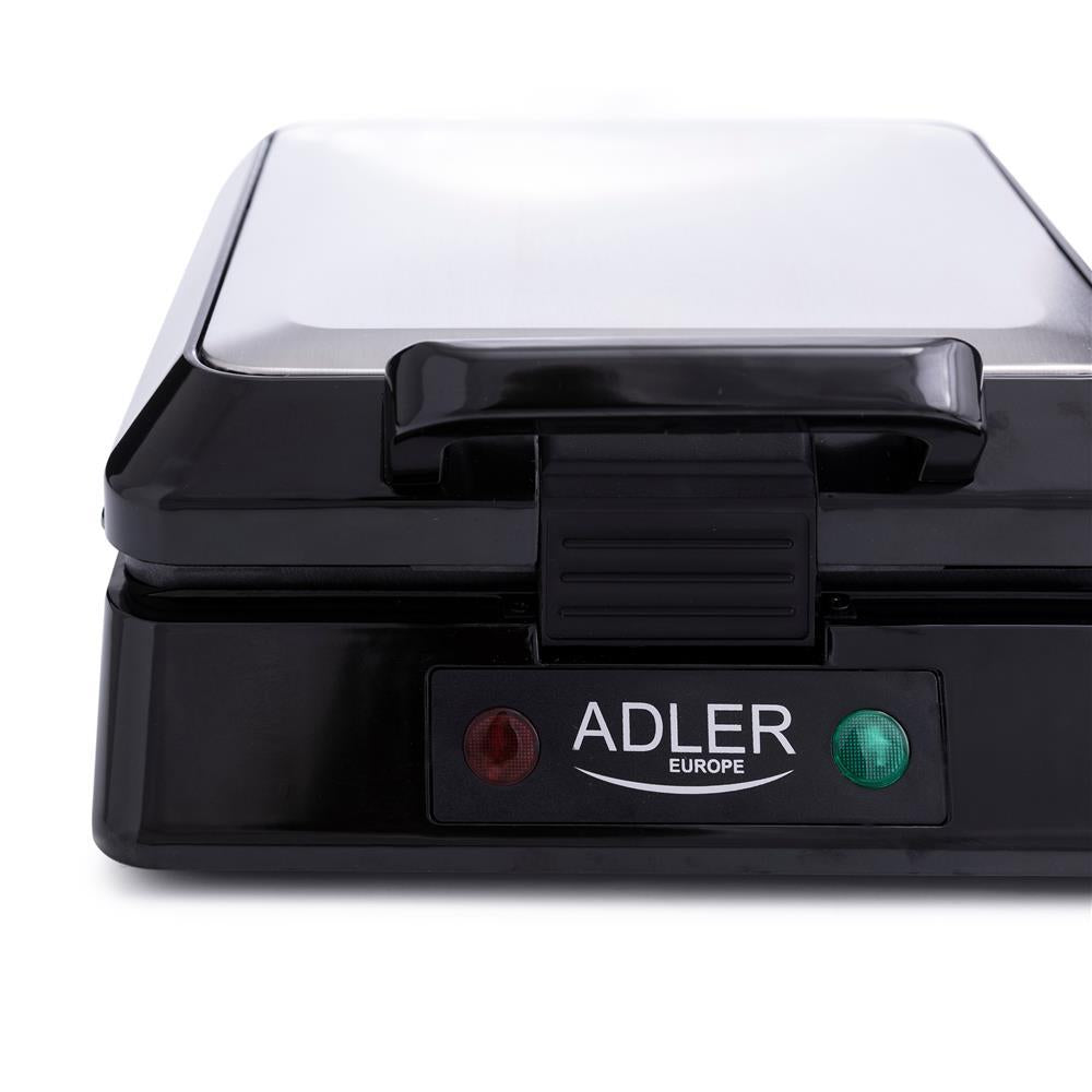 Adler AD 3036 Waffeleisen 4 belgische Waffeln gleichzeitig Silber Schwarz 1500 Watt Waffel Maker