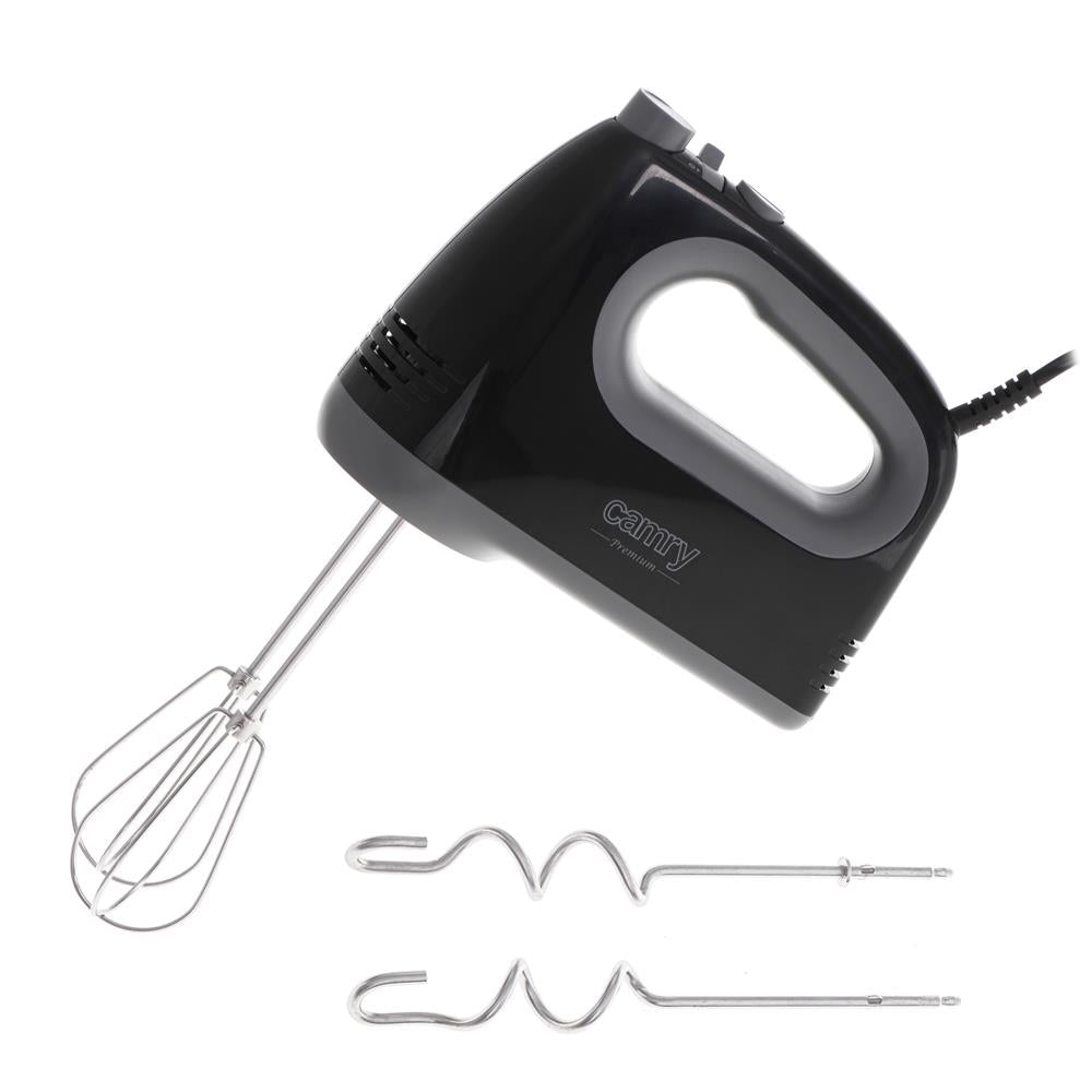 Camry CR 4220b Handmixer mit Knethaken und Quirlen, 750 W, schwarz