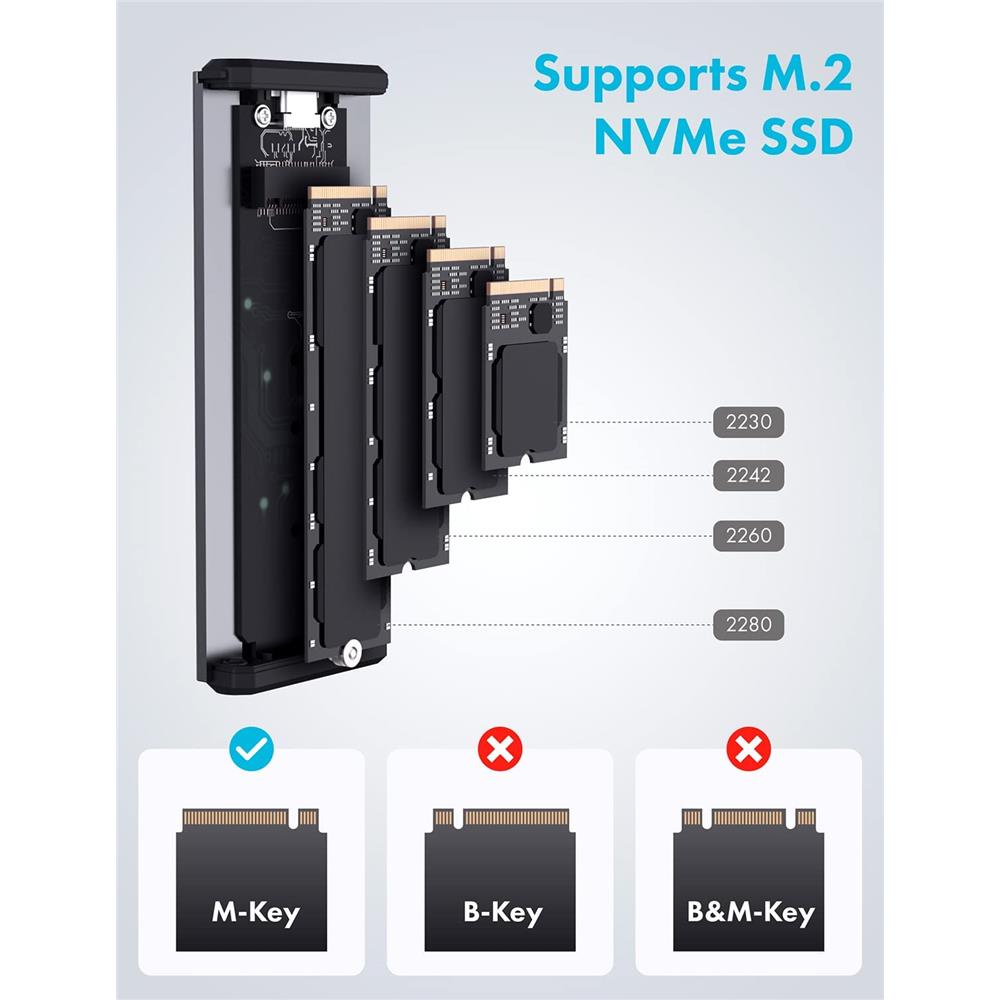 GRAUGEAR USB Type-C Gehäuse für M.2 NVMe SSD, Wassergeschütztes Aluminiumgehäuse