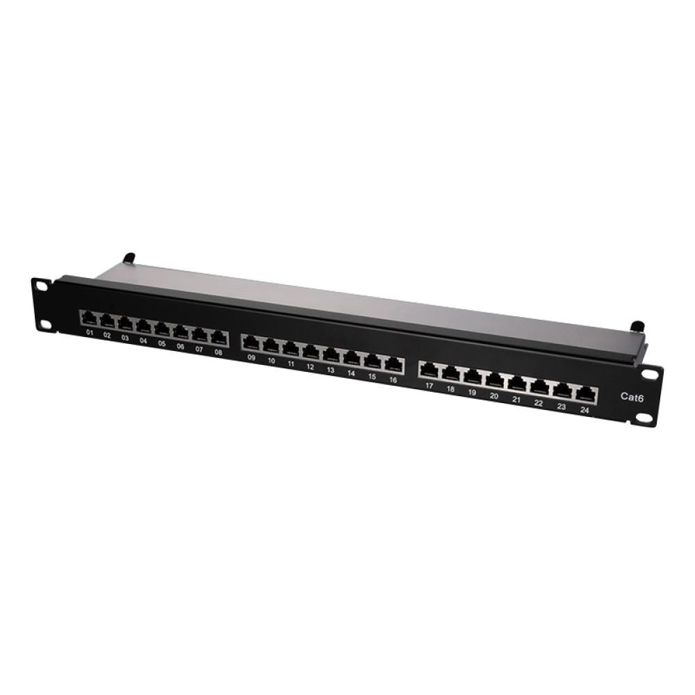 LogiLink Patchpanel 19 Zoll Einbau Kat.6 STP 24 Ports, schwarz