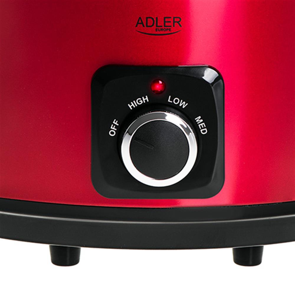 Adler AD 6413r Langsamkocher 5,8L 290W Rot Schongarer Multikocher Gartopf Slowcooker