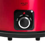 Adler AD 6413r Langsamkocher 5,8L 290W Rot Schongarer Multikocher Gartopf Slowcooker