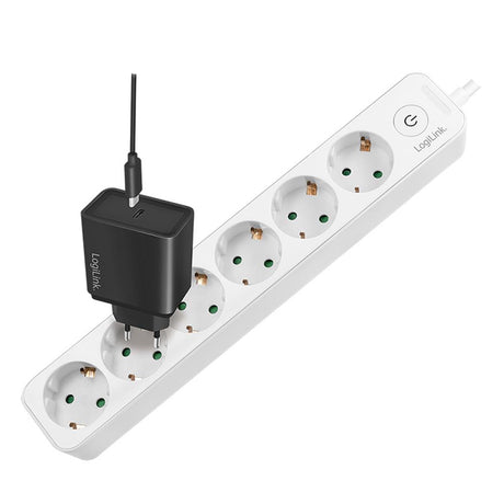 LogiLink Steckdosenleiste 6-fach mit Schalter, 6x Schutzkontaktbuchse, 1,5m, Weiß
