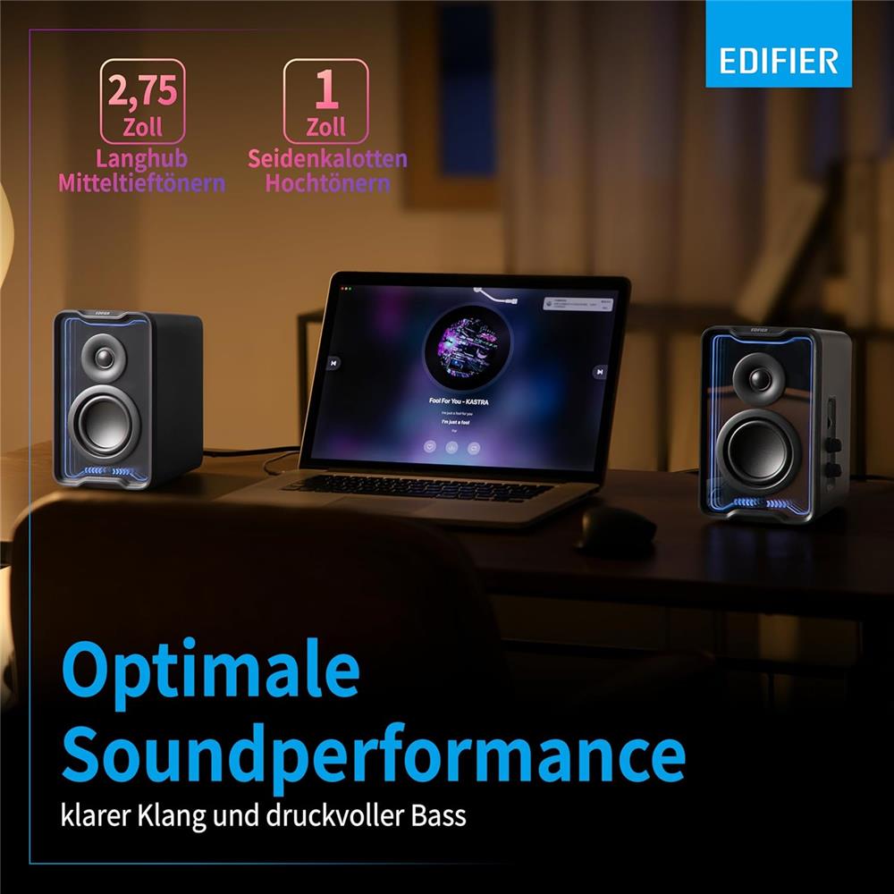 Edifier QR30 Schwarz – Aktiver 30W Desktop-Lautsprecher mit Bluetooth 5.4 & RGB