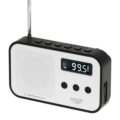 Adler AD 1907 PLL AM/FM-Digitalradio modernes Radio USB C Wecker weiß schwarz