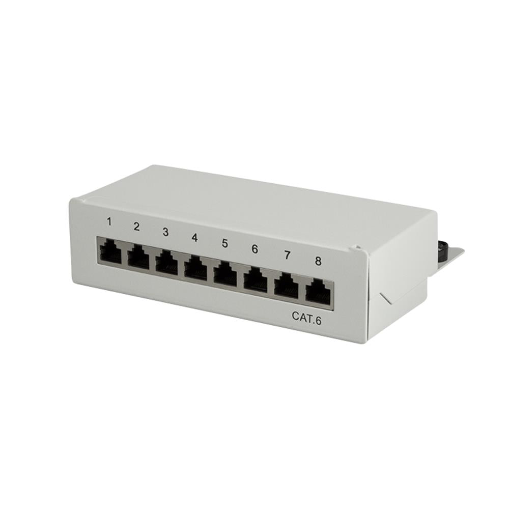 LogiLink Cat.6 Patchpanel 8 Ports geschirmt, Desktop, hellgrau