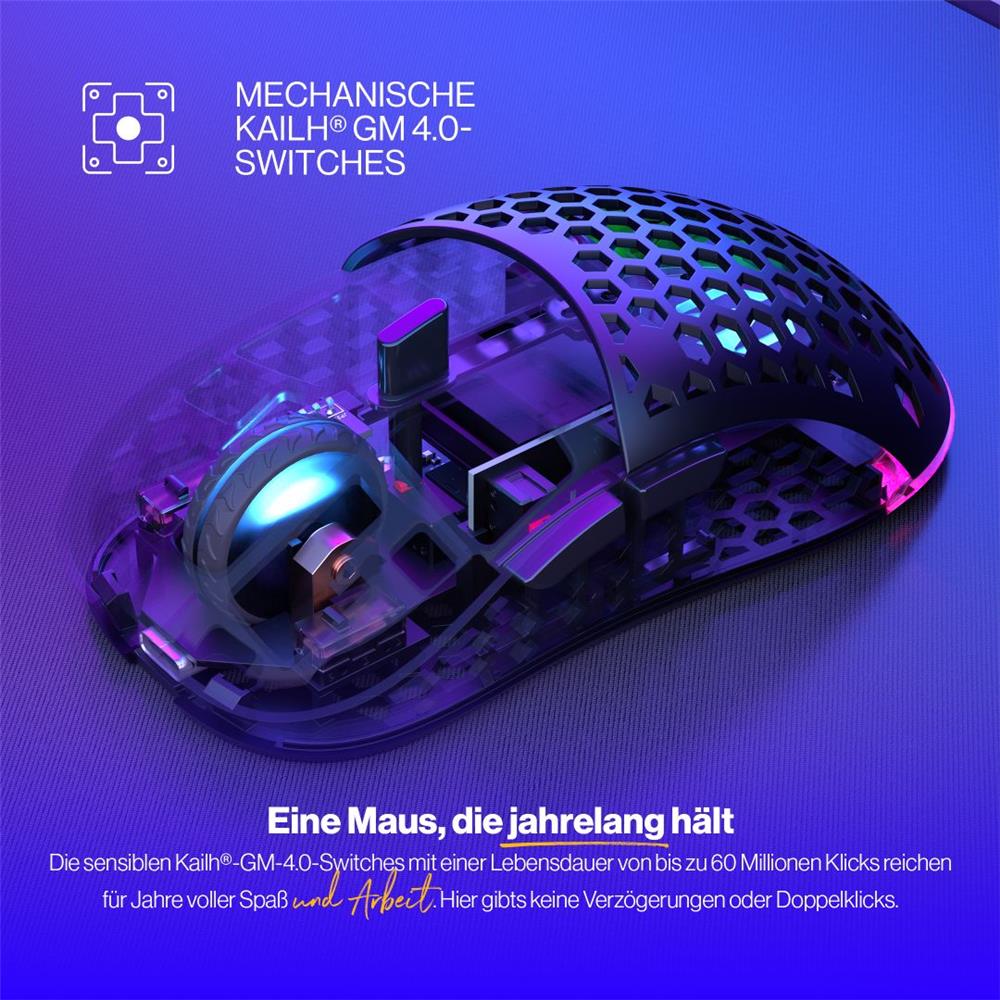 ENDORFY LIX Wireless, Leichte kabellose Gaming-Maus (69 g), 16000 DPI, Schwarz | EY6A008