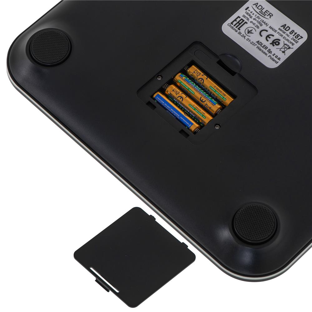 Adler AD 8187 Smart Badezimmerwaage mit App 180 kg Personenwaage schwarz