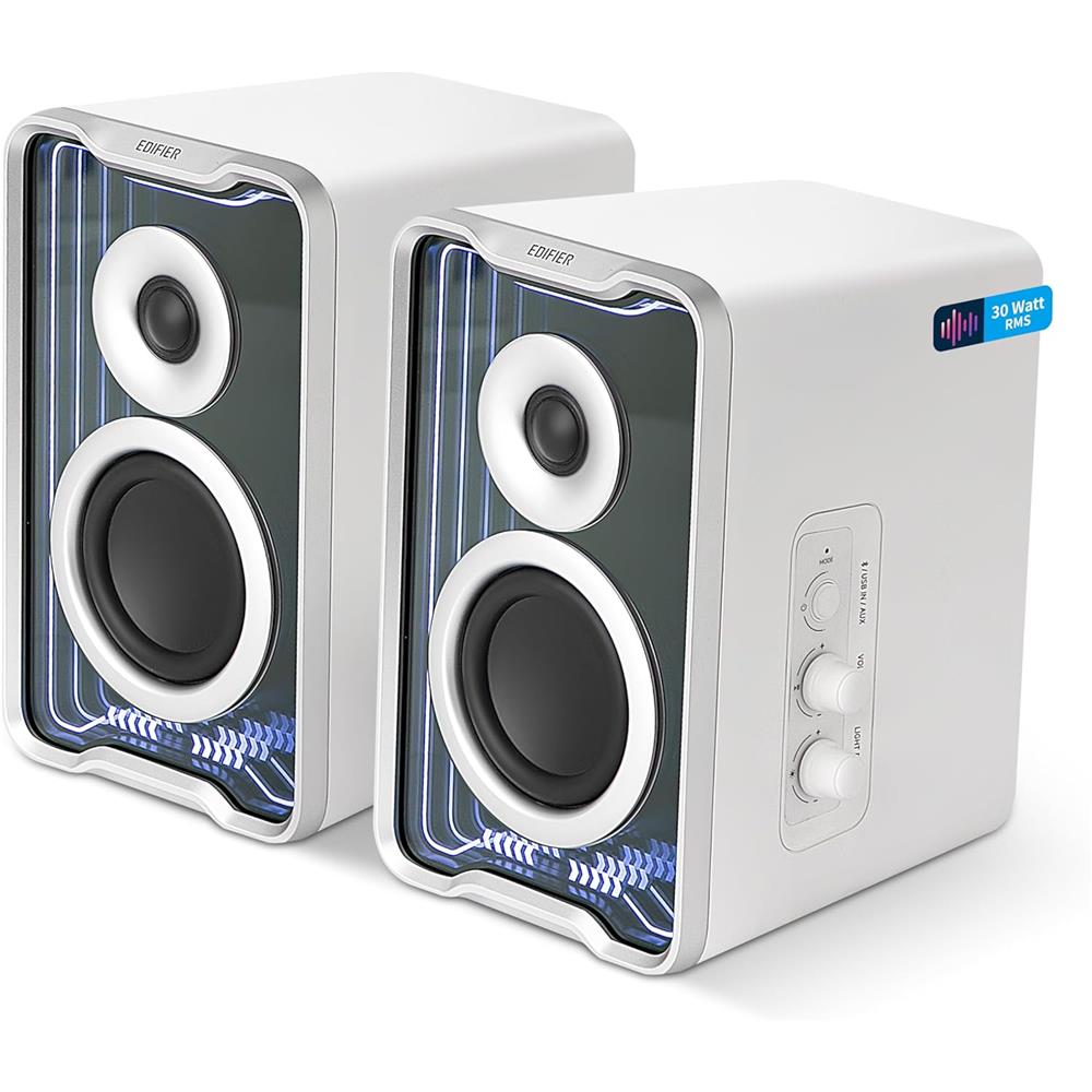 Edifier QR30 Weiß – Aktiver 30W Desktop-Lautsprecher mit Bluetooth 5.4 & RGB