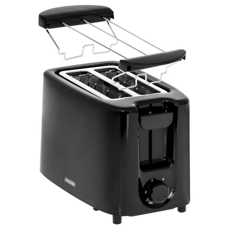 Mesko MS3220 2-Scheiben-Toaster Schwarz Brötchenaufsatz Bräunungsregler 900 Watt