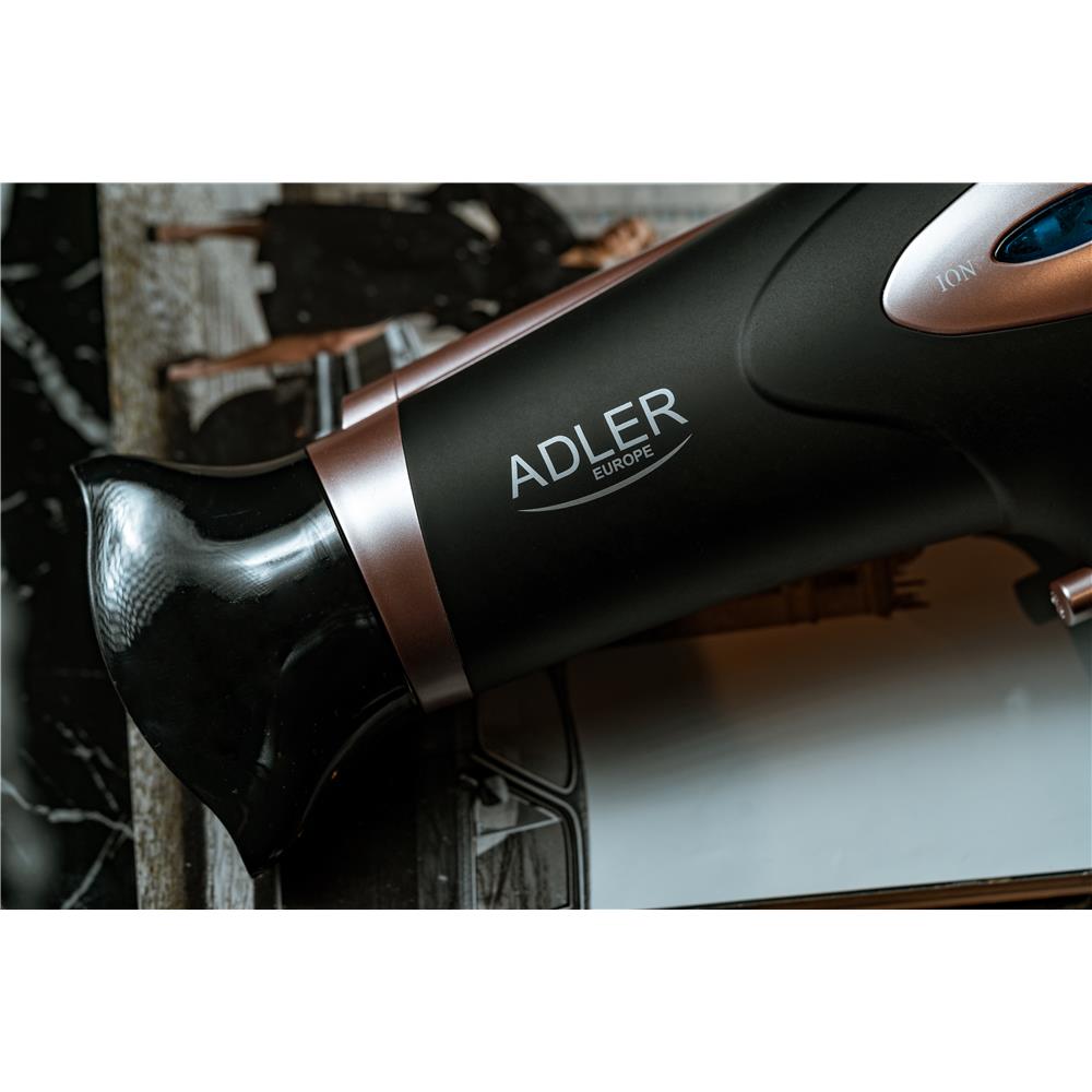 Adler AD 2248b Haartrockner 2400 Watt Schwarz mit Ionisator 3 Temperaturstufen Haare Trockner