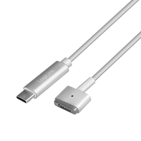 LogiLink USB-C Ladekabel PD kompatibel mit MacBook Pro 2012-15 / Air 2012-17 silber