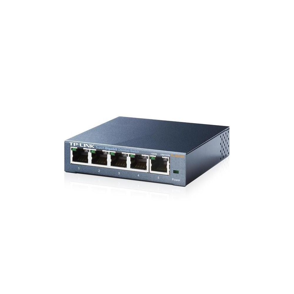 TP-Link TL-SG105 5-Port Gigabit Desktop Netzwerk Switch unmanaged lüfterlos blau metallic