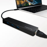 LogiLink USB 3.2 Gen 1x1 USB-C 3-Port Hub mit Gigabit Adapter Schwarz