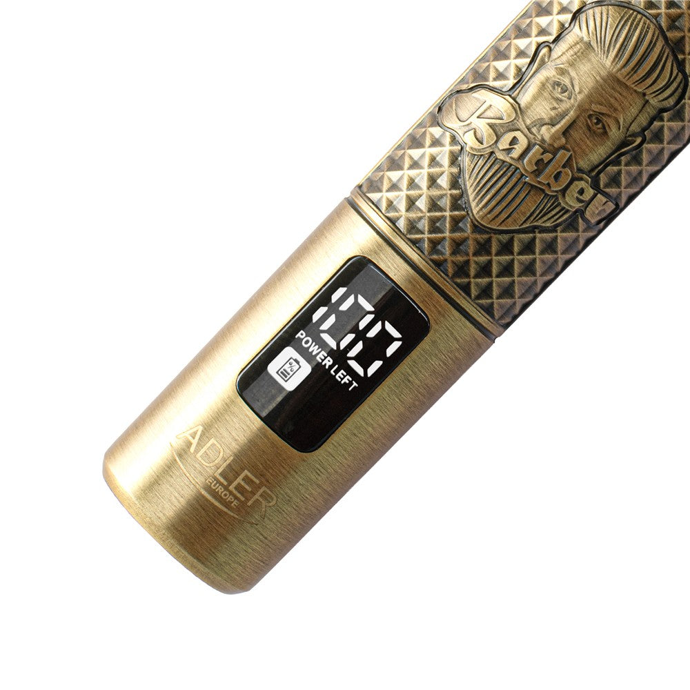 Adler AD 2970 Profi Barber Haarschneider Trimmer, Rasierapparat Konturenschneider für Bart, Nacken und Haarlinien, Keramikklinge, USB-C, Metallgehäuse Golden