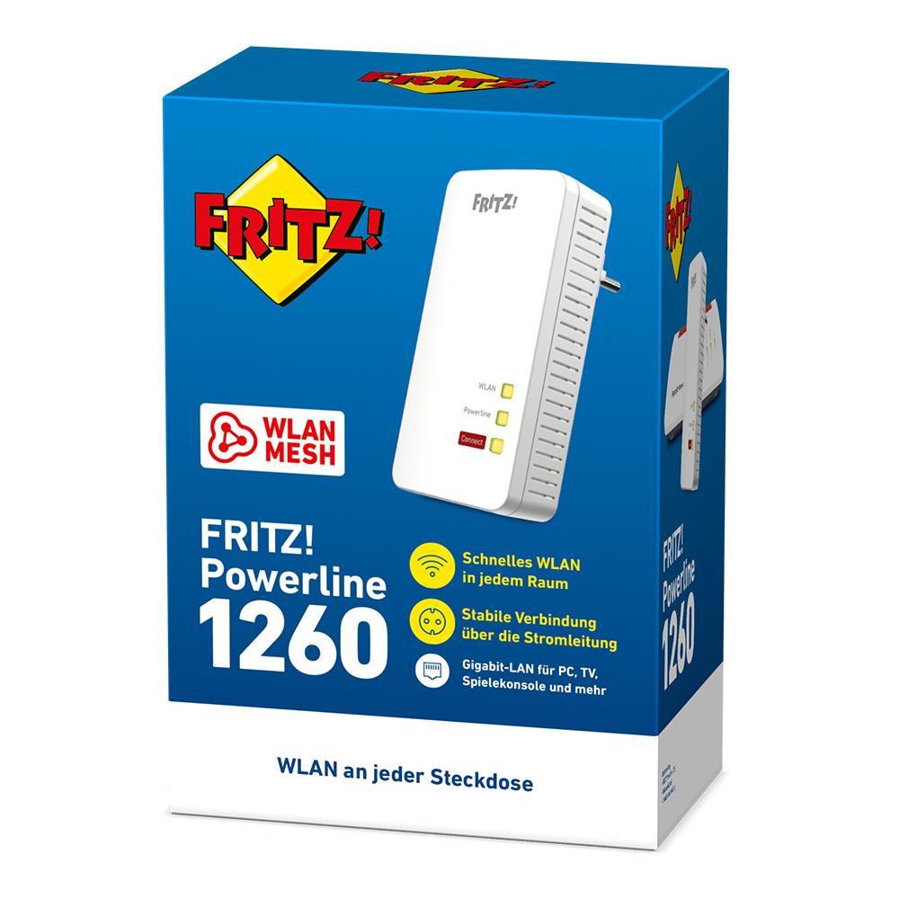 FRITZ!Powerline 1260 – WLAN-Powerline-Adapter mit Dualband & Gigabit-LAN