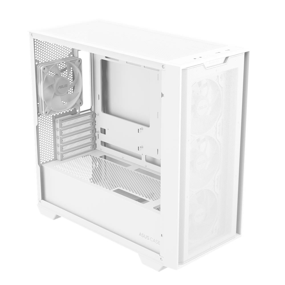 ASUS A21 PLUS TG ARGB White microATX PC Gehäuse mit Mesh Front und 4 ARGB Lüftern