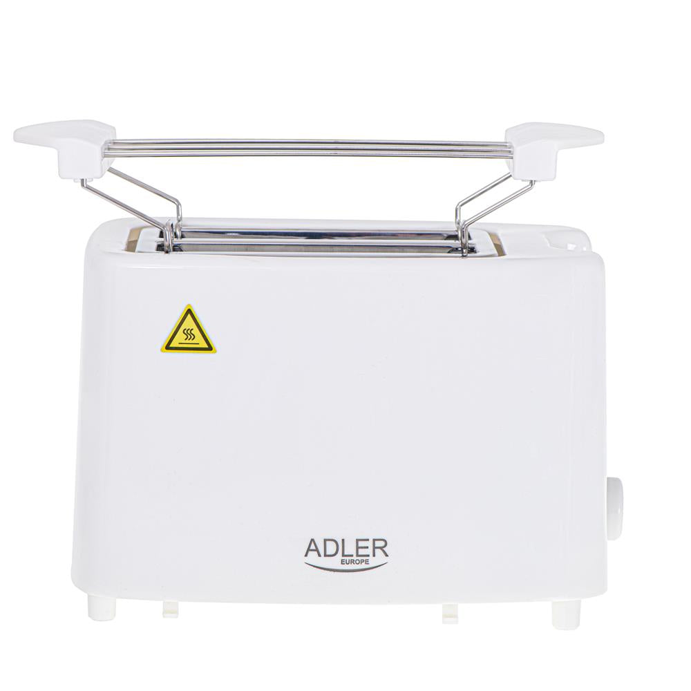 Adler AD 3223 Toaster für 2 Scheiben in Weiß, 900W, mit 6 Stufen, Brötchenaufsatz und Krümelfach