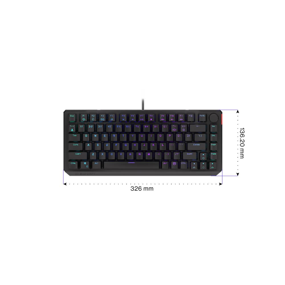 ENDORFY EY5A076 - Keyboards (US) Thock 75% Kailh RD, Tastatur, Schwarz, ENG-Layout, Beleuchtet