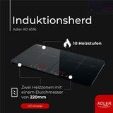 Adler AD 6516 Doppel-Induktionskochfeld 3500W schwarz – Kompakt & leistungsstark