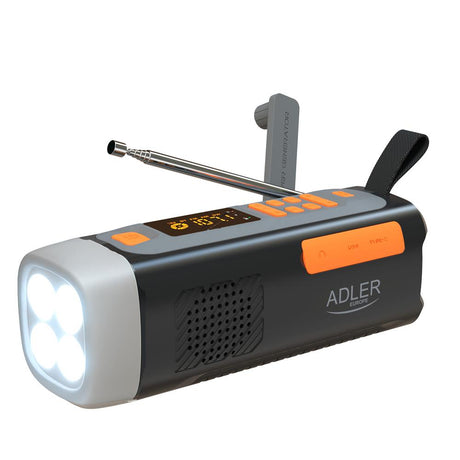 Adler AD 1920 Notfallradio Schwarz Solar Kurbel 4500mAh Bluetooth Taschenlampe