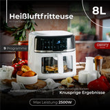 Camry CR 6319 Heißluftfritteuse 8L – XXL Air Fryer mit großem Fassungsvermögen, fettarme Zubereitung und modernes digitales Küchengerät