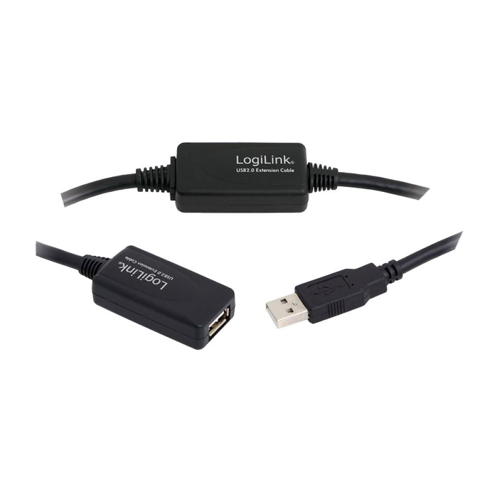 LogiLink Verlängerungskabel USB 2.0, Schwarz, 20 m