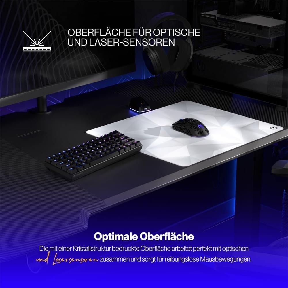 ENDORFY Crystal Onyx White L Mauspad weiß rutschfest 450 x 400 mm