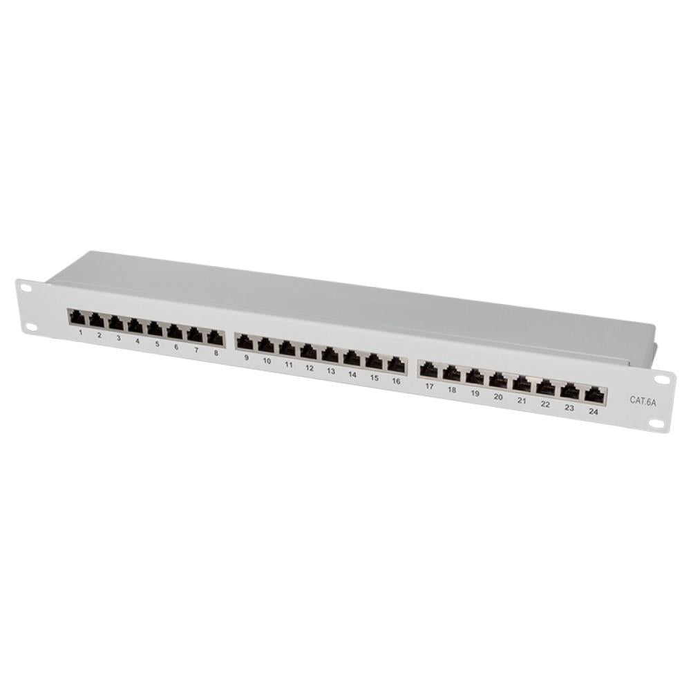 LogiLink Patchpanel 19 Einbau Kat.6A STP 24 Ports, grau