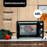Adler AD 6026 Elektrobackofen 48L Umluft Timer Mini Backofen Drehspieß schwarz