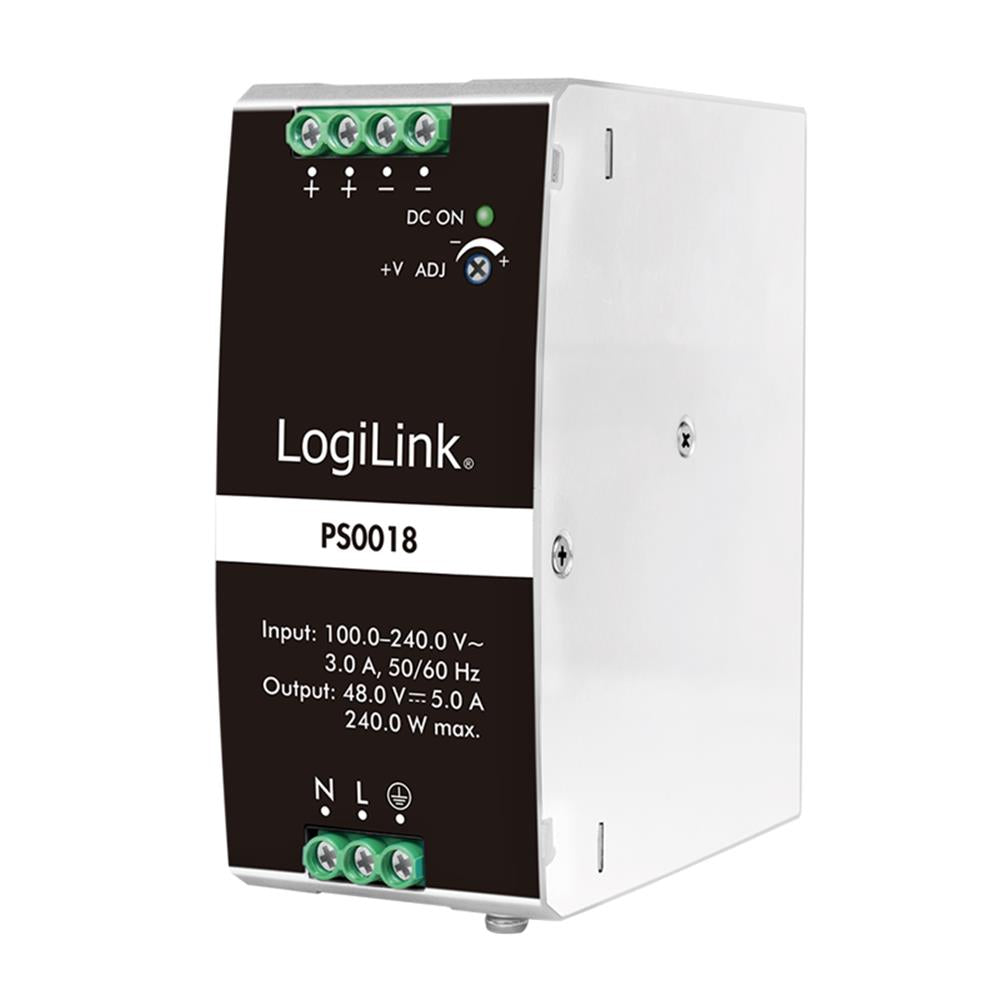 LogiLink Hutschienen-Netzteil – 240 W, 48 V, für TS-35 DIN Rail