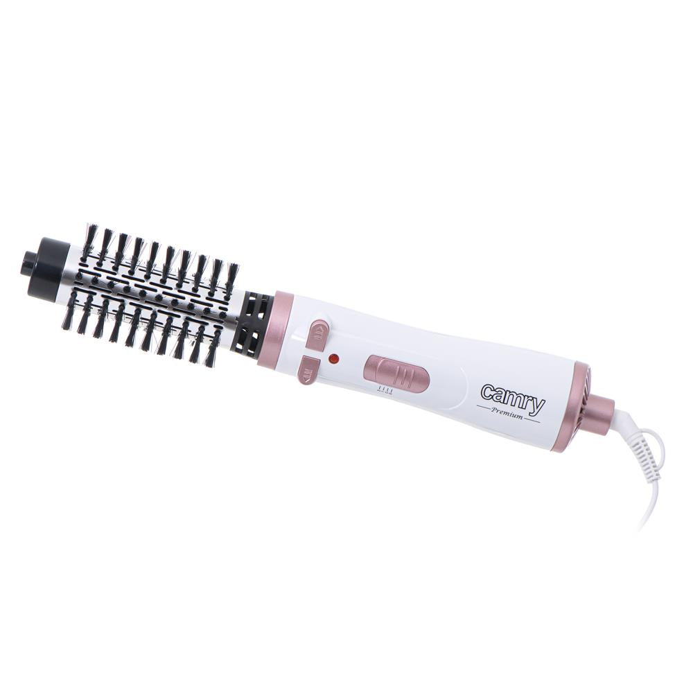 Camry CR 2021 Warmluft-Lockenbürste 1000 W Weiß Rosa 3 Heizstufen Lockenstabtrockner Rundbürste