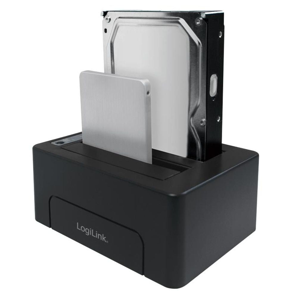 LogiLink USB 3.1 Gen 2 Quickport 2-Port für 2,5/3,5" SATA HDD/SSD schwarz inkl. Netzteil