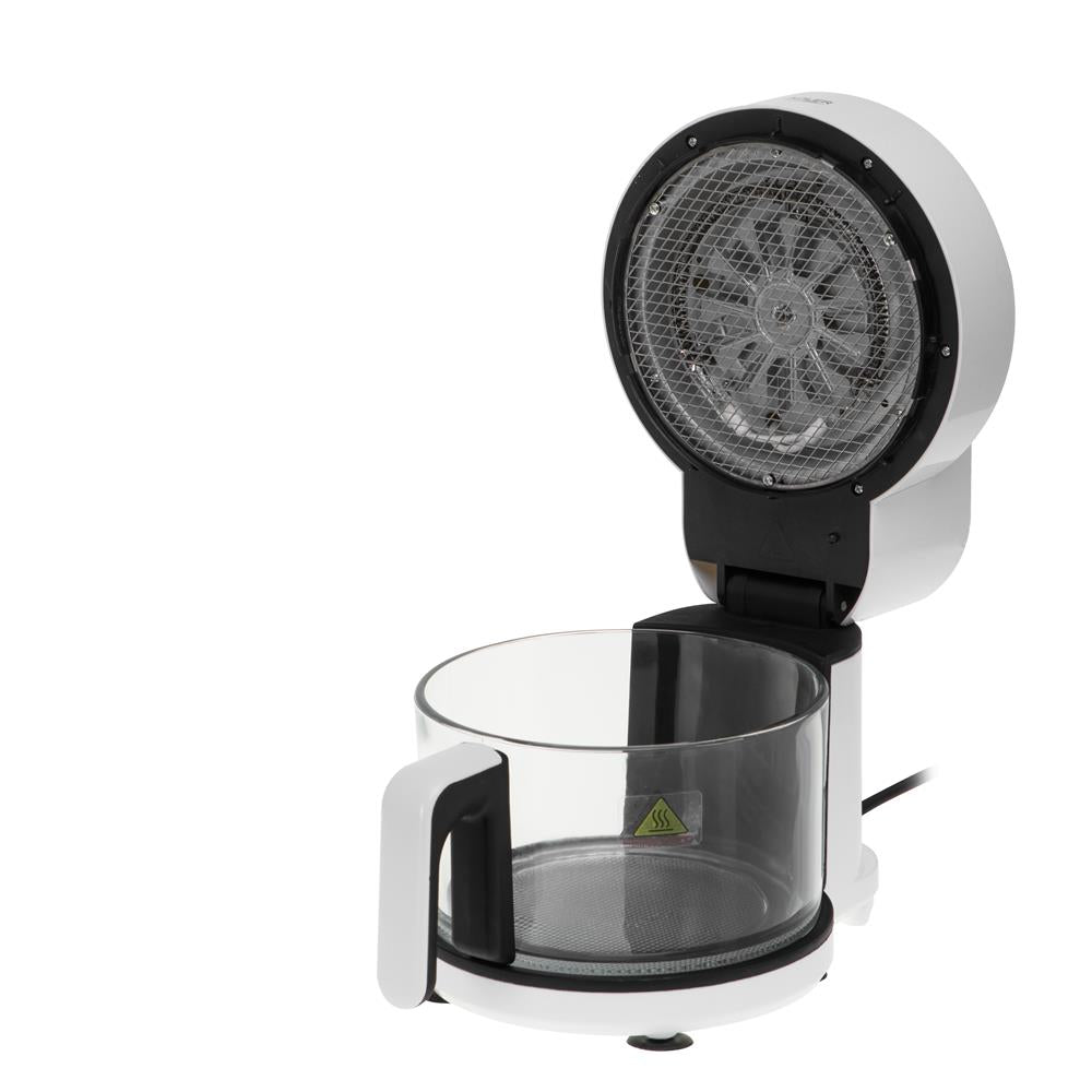 Adler AD 6316 Heißluftfritteuse mit Glasschüssel 3L Airfryer 8 Programme Timer weiß schwarz