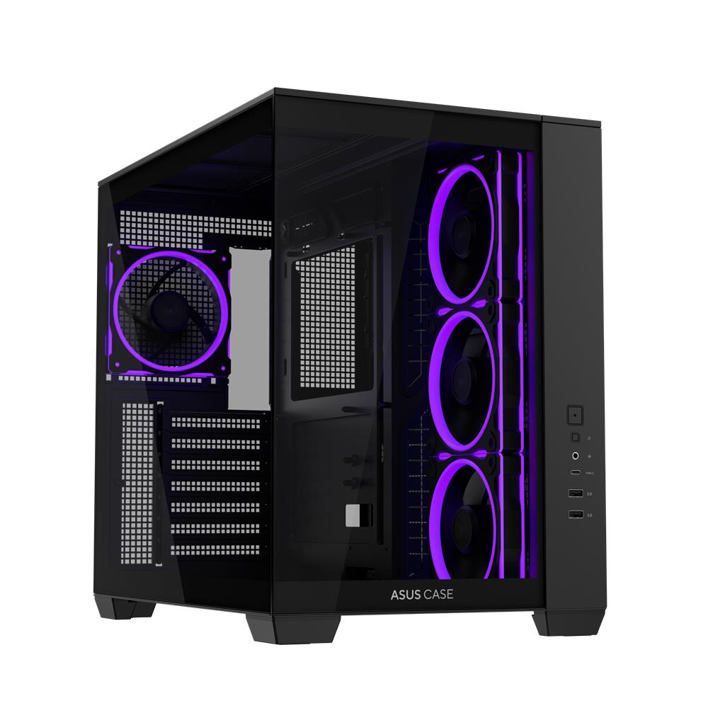 ASUS A32 PLUS TG ARGB Black ATX PC Gehäuse mit Panorama Glas und GPU bis 420 mm