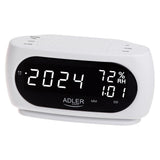 Adler AD 1186 LED Wecker mit Thermometer Datum Luftfeuchtigkeit Batterie weiß