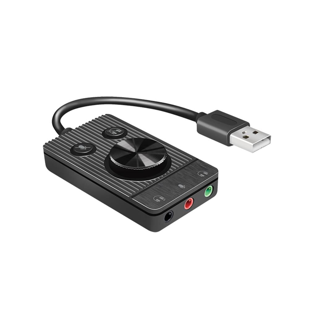 LogiLink USB 2.0-Audio-Adapter mit Lautstärkeregler, 3x 3,5 mm/F, schwarz