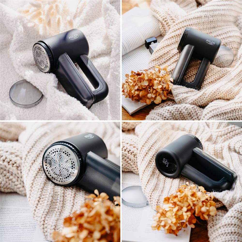 Adler AD 9617 Fusselentferner LCD schwarz – 3 Geschwindigkeiten & USB-Ladung