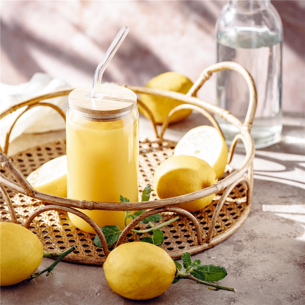 Camry CR 4426 Glasbecher mit Strohhalm und Reinigungsbürste für heiße und kalte Getränke