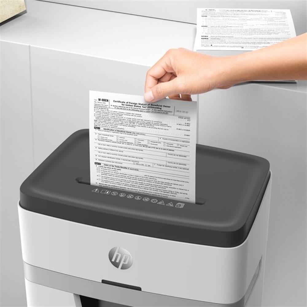 HP OneShred 12MC - Aktenvernichter, Sicherheitsstufe P-5, Micro Cut, 12 Blatt, 65 dB, 25 Liter