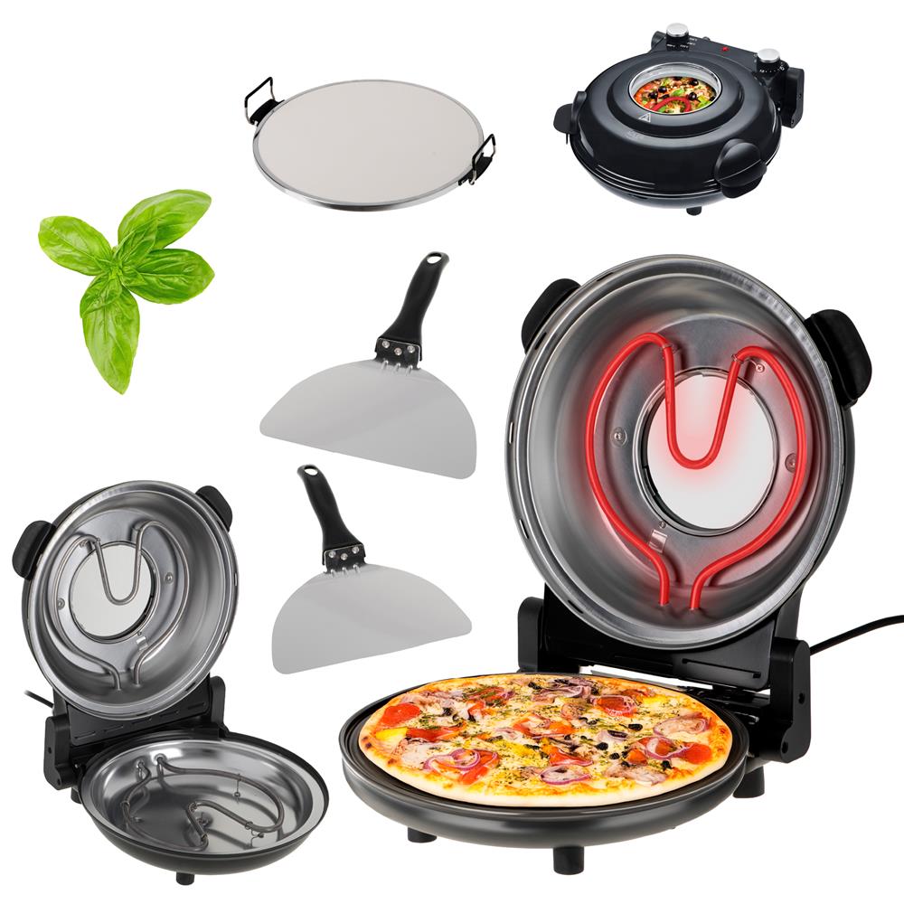 Adler AD 6314 Elektrischer Pizzaofen mit Sichtfenster Pizza Ofen schwarz