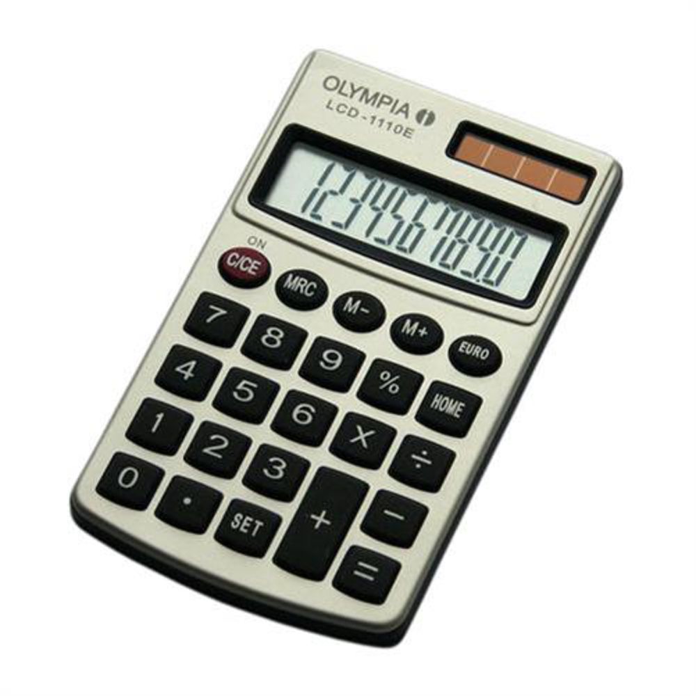 Olympia Rechner LCD 1110E - Taschenrechner, 1-zeiliges LC-Display mit 10 Stellen, EURO-Währungsumrechnung, Silber