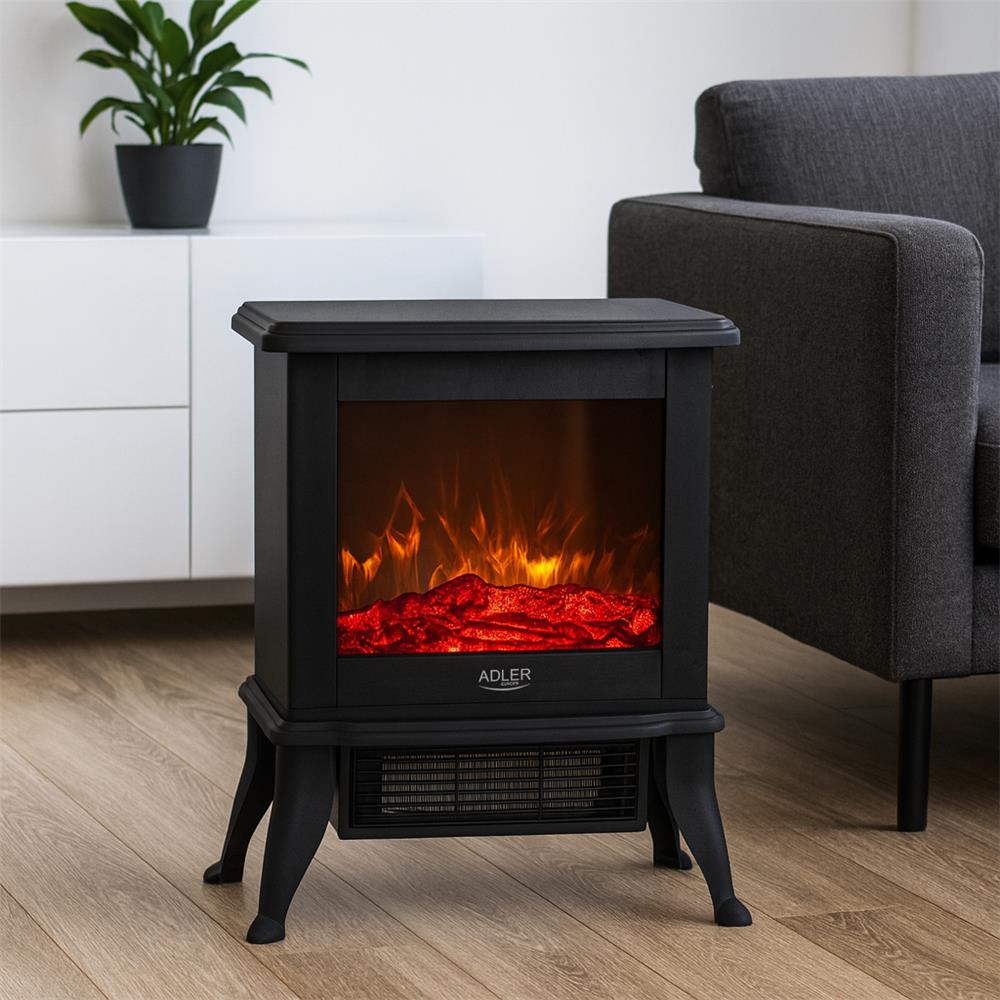 Adler AD 7754 Elektrokamin Schwarz präzise Temperaturregelung anpassbare Intensität