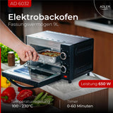 Adler AD 6032 Elektro-Backofen 9L schwarz – Kompakt & praktisch für kleine Küchen