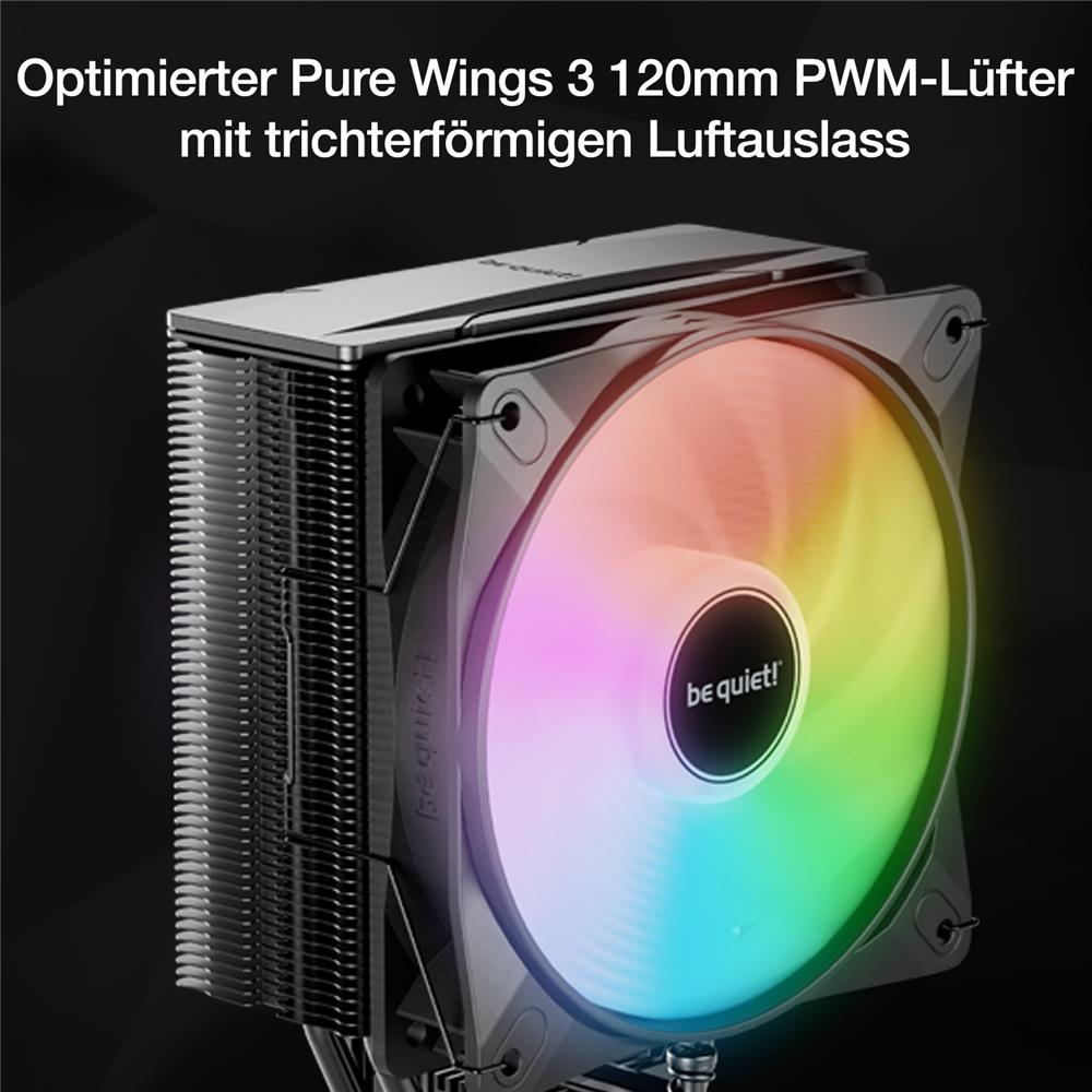 be quiet! Pure Rock 3 LX Luftkühler sehr hohe Kühlleistung 4 Hochleistungs-Heatpipes mit HDT-Technologie