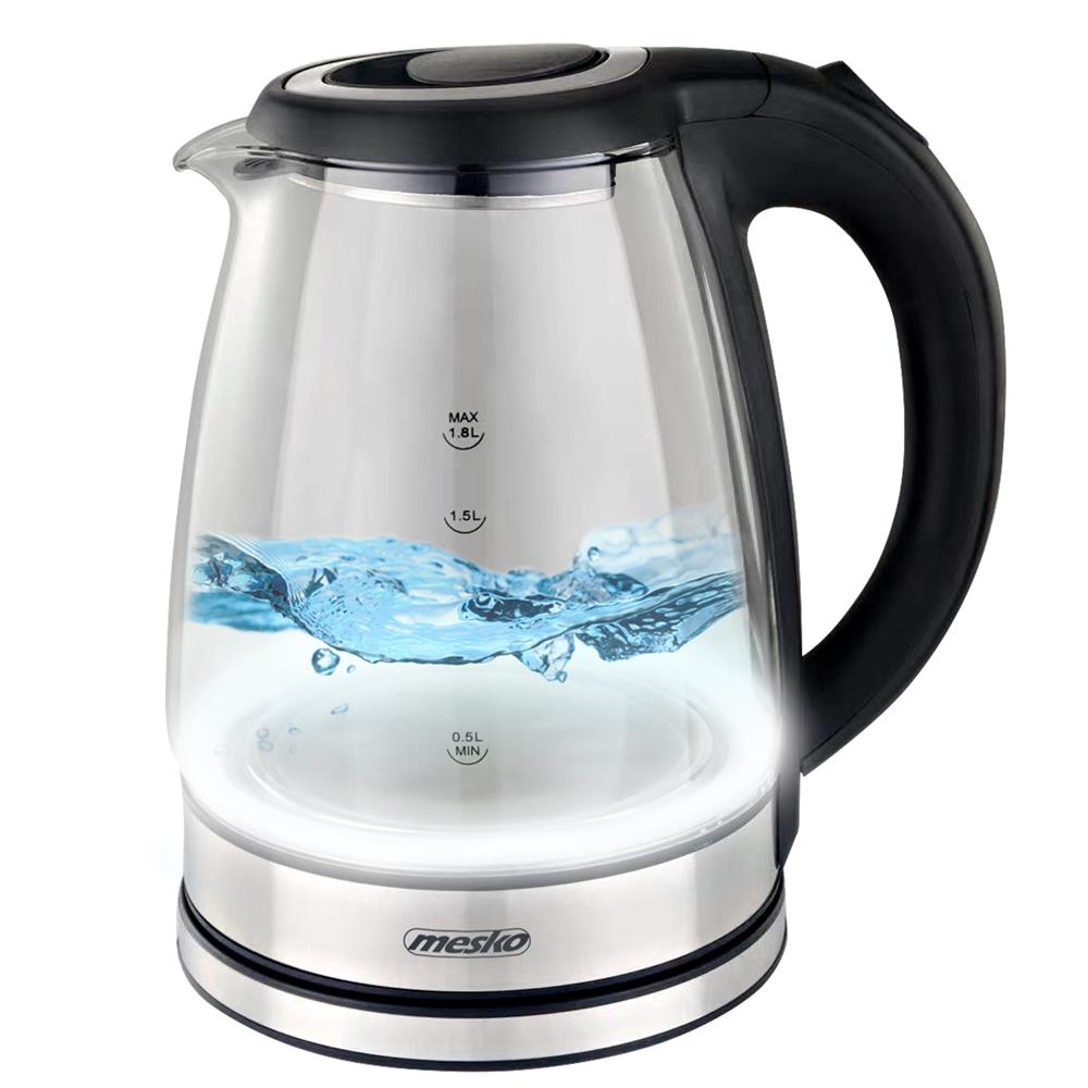 Mesko MS 1307 Wasserkocher Glas 1,8 L mit LED-Beleuchtung und Überkochschutz