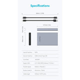 GRAUGEAR USB Type-C Gehäuse für 2,5" HDD/SSD, Aluminiumgehäuse