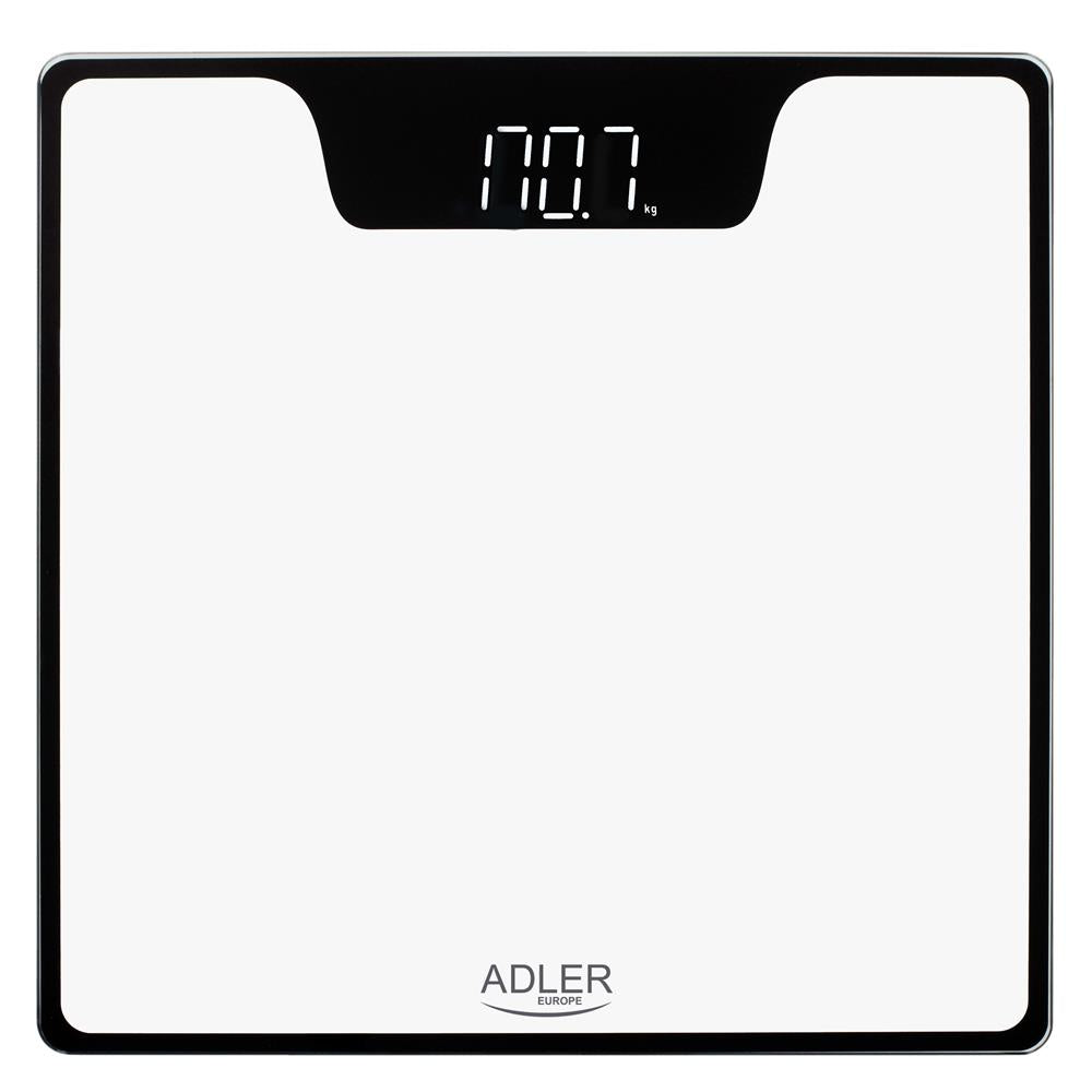 Adler AD 8174 Badezimmerwaage weiß Digital Personenwaage LED Display Batterie 180kg Anti Rutsch Füße